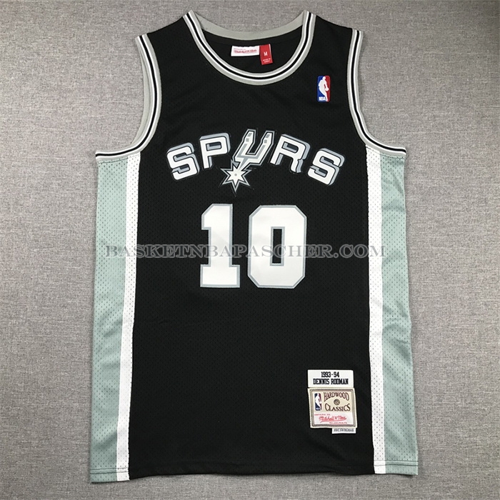 Maillot San Antonio Spurs Dennis Rodman NO 10 Mitchell & Ness 1993-94 Noir